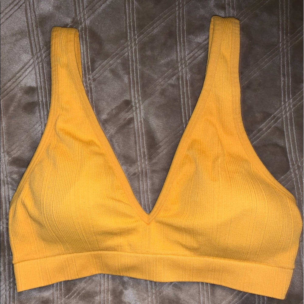 Pink lightweight yellow sports bra